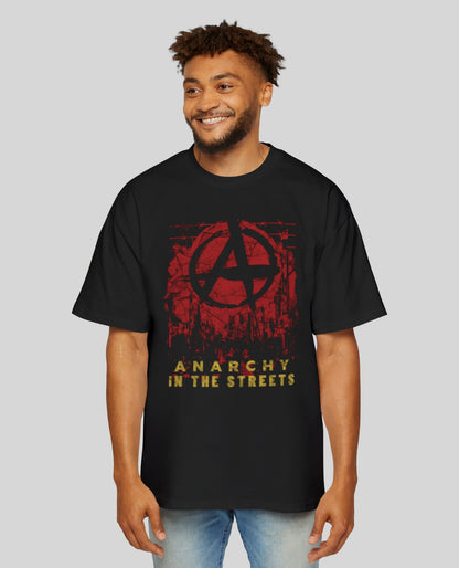 Anarchy In The Streets Oversized Print Black T-Shirt