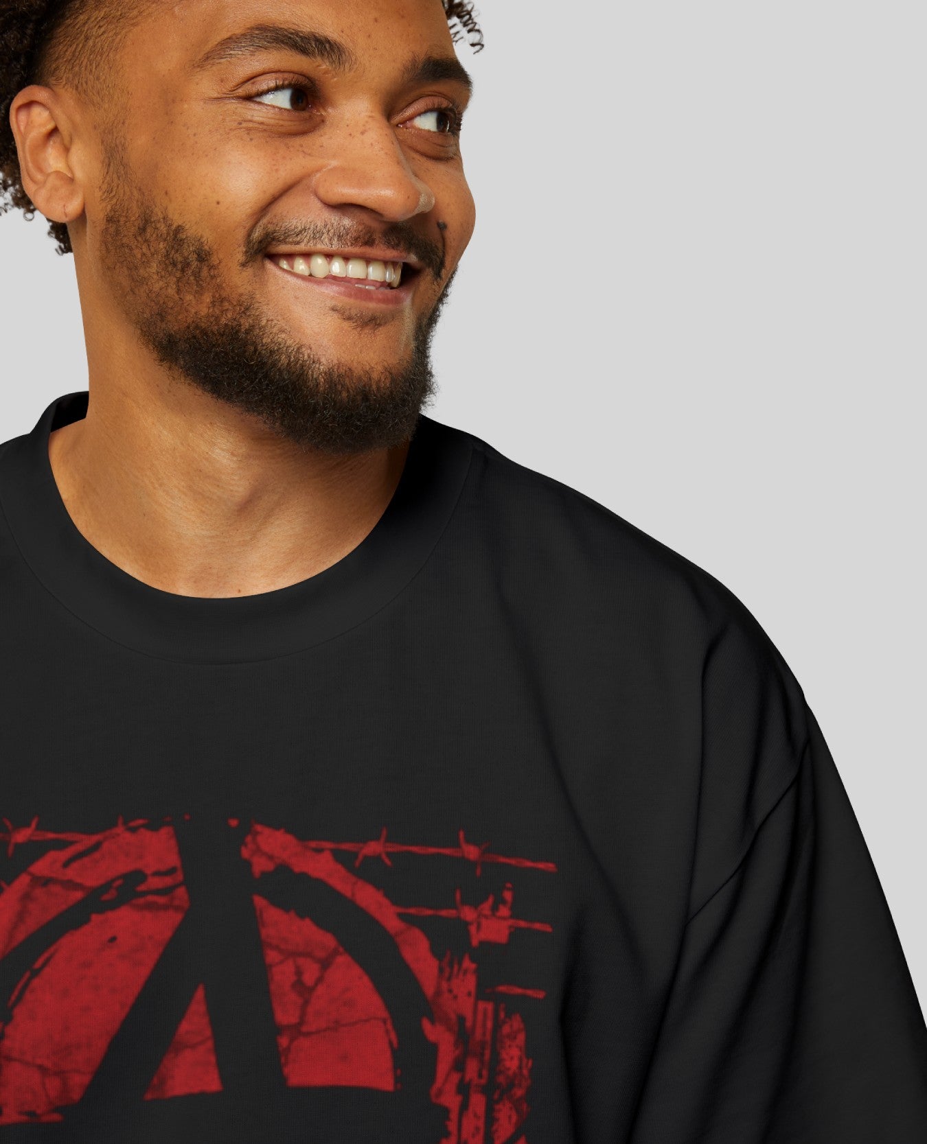 Anarchy In The Streets Oversized Print Black T-Shirt