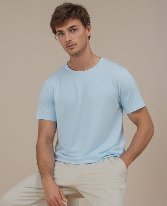 Round Neck Plain Baby Blue Color T-Shirt