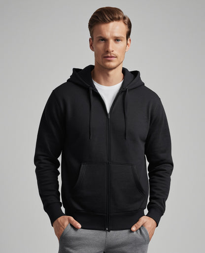 Heavyweight Black Zipper Hoodie