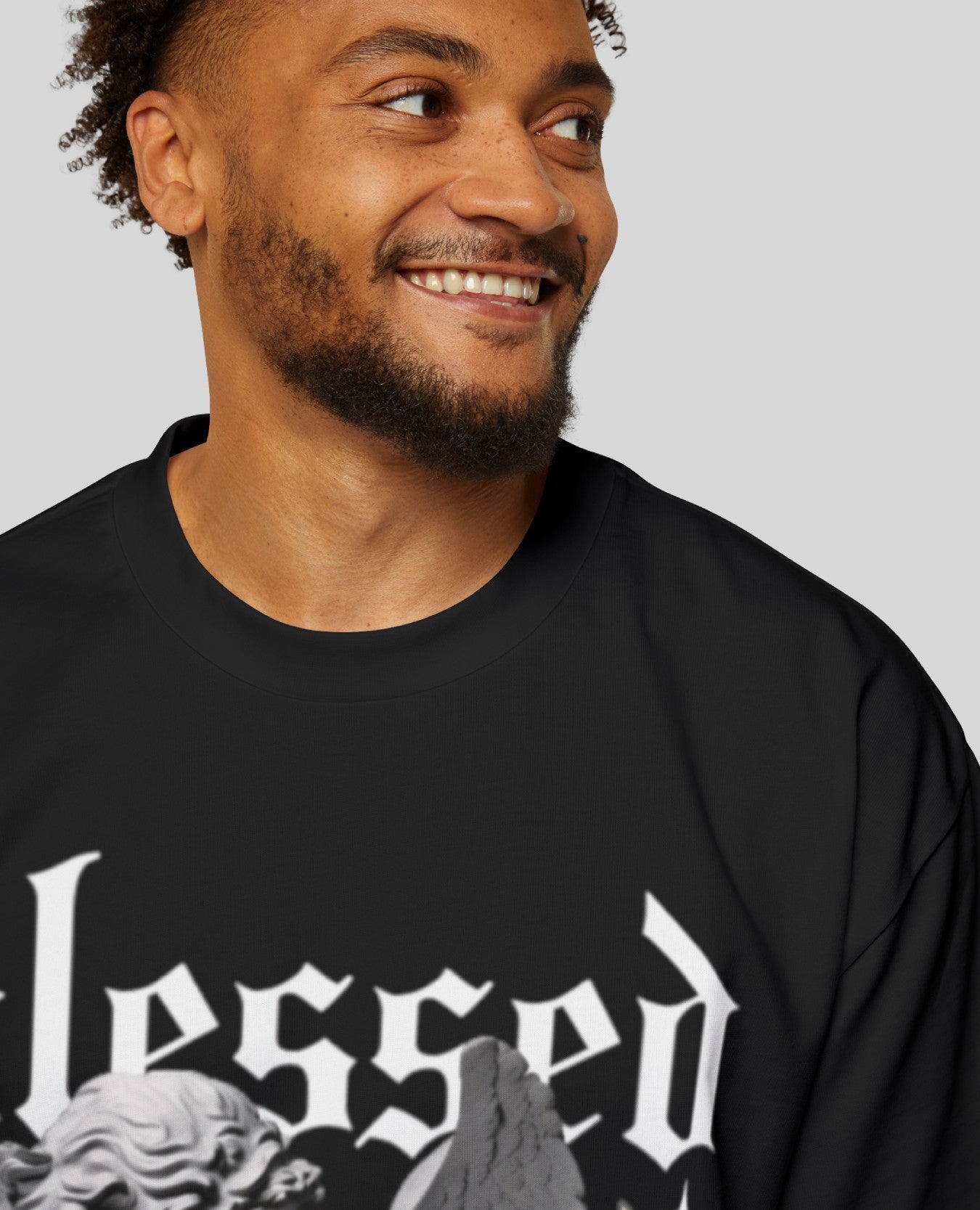 Blessed Graphic Printed Oversized Black T-Shirt