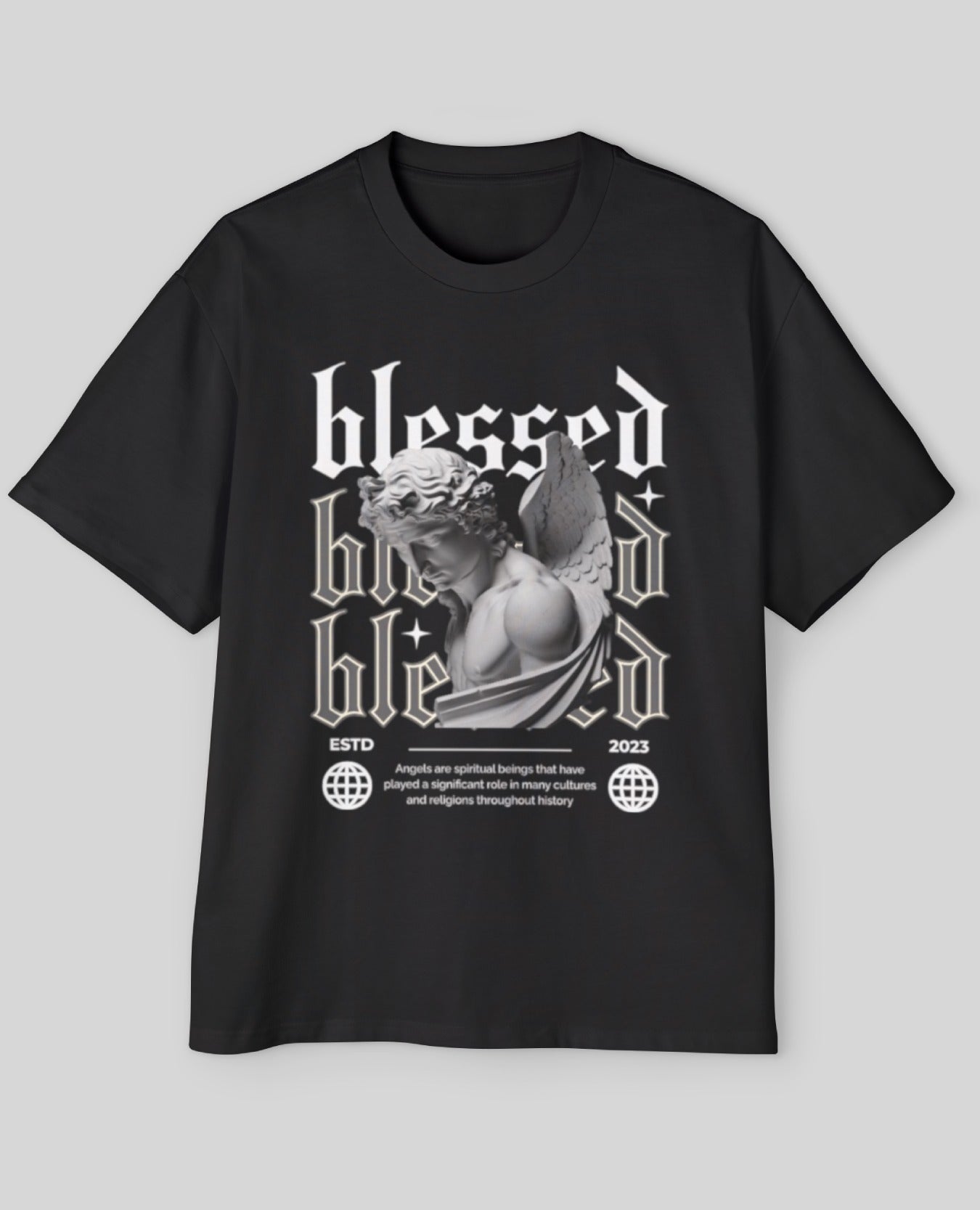 Blessed Graphic Printed Oversized Black T-Shirt