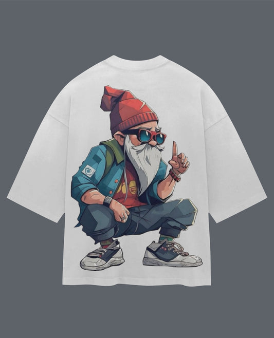 Chilling Old Man Oversized Printed T-Shirt