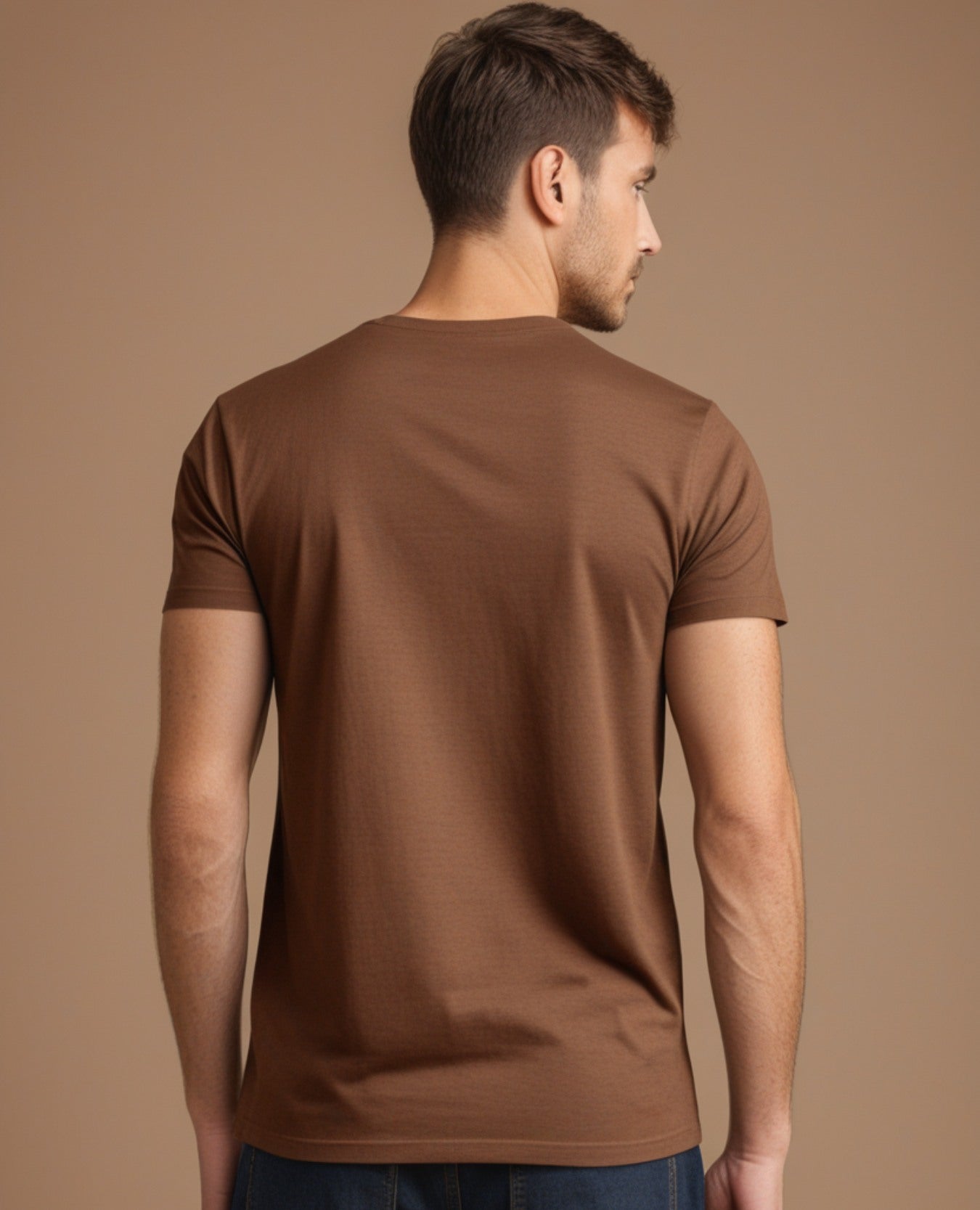 Round Neck Plain Coffee Brown Color T-Shirt