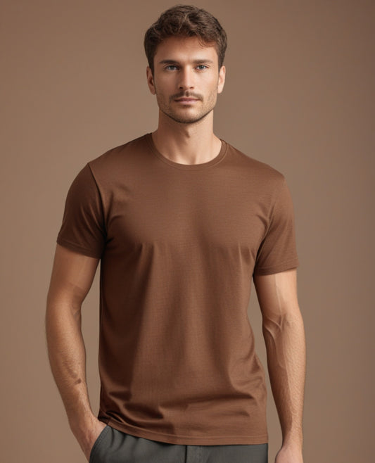 Round Neck Plain Coffee Brown Color T-Shirt