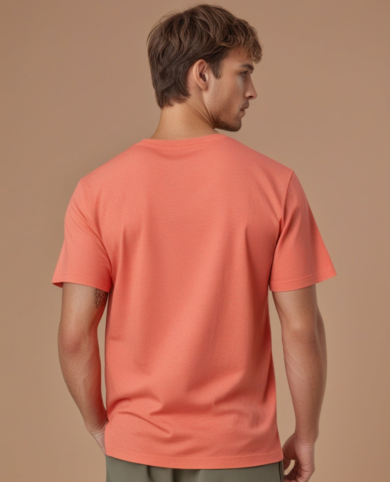 Round Neck Plain Coral Color T-Shirt