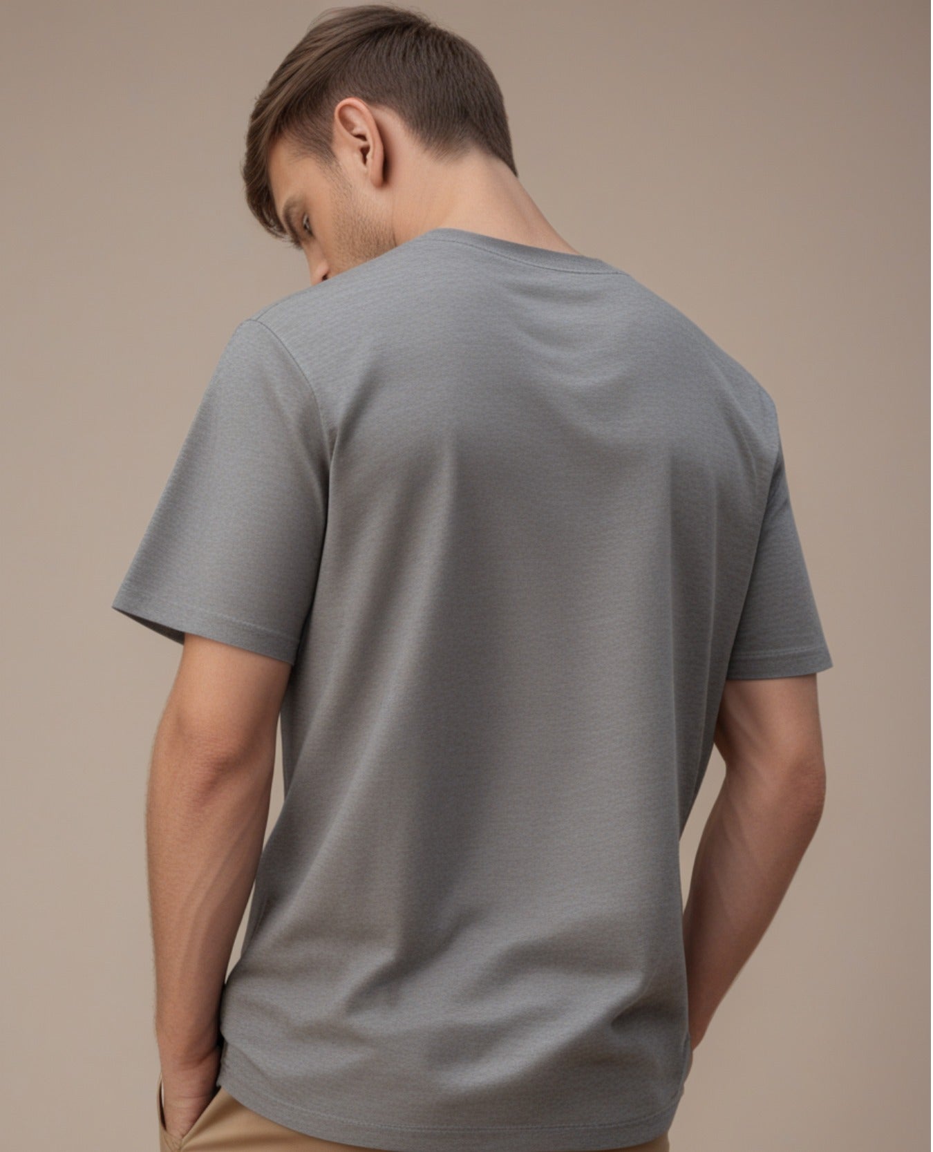 Round Neck Plain Grey Color T-Shirt