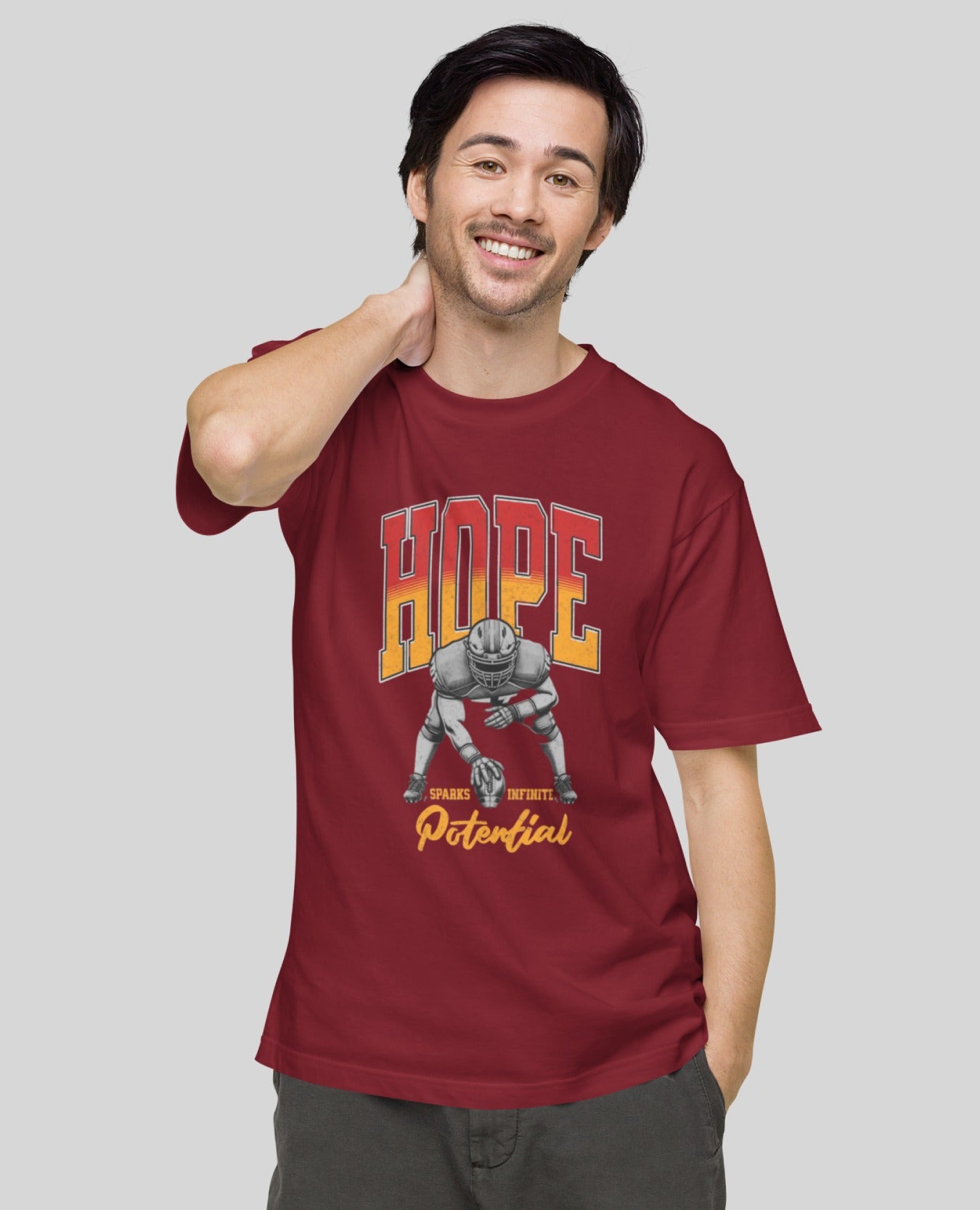 Hope Sparks Infinite Potentails Oversized Print Maroon T-Shirt