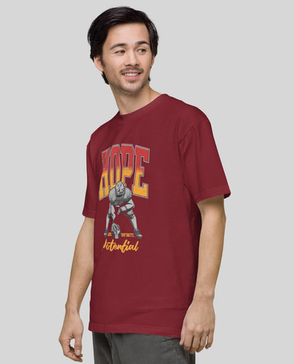 Hope Sparks Infinite Potentails Oversized Print Maroon T-Shirt