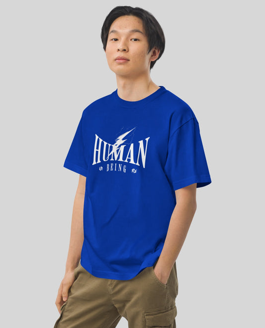 Human Being Printed Oversized Royal Blue T-Shirt