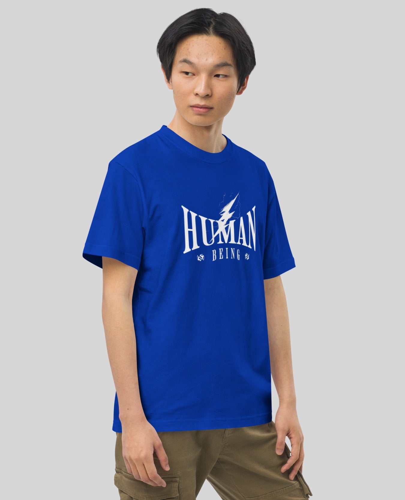 Human Being Printed Oversized Royal Blue T-Shirt