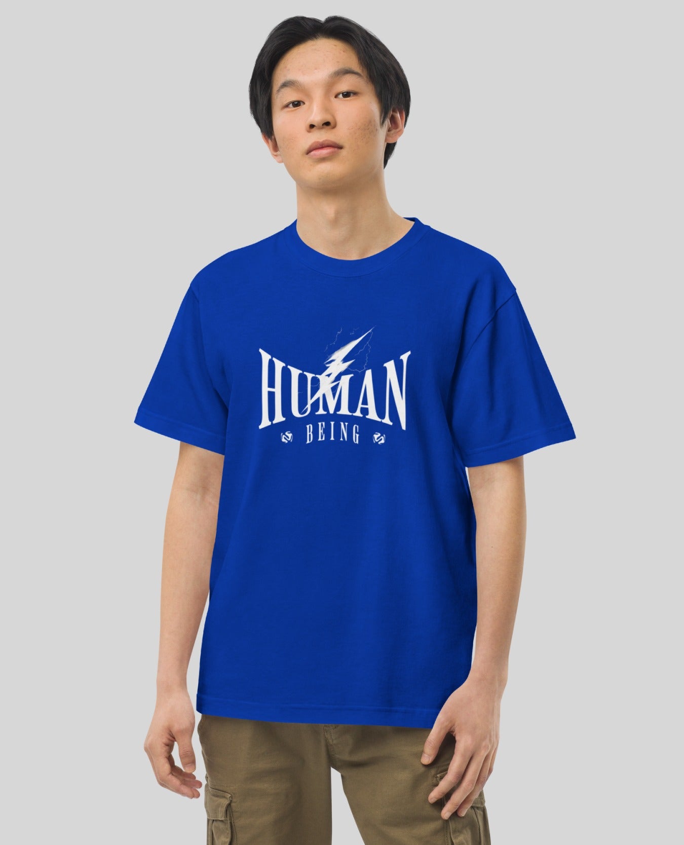 Human Being Printed Oversized Royal Blue T-Shirt