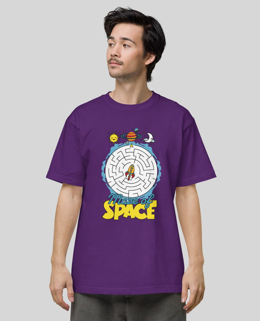 Maze Of Space Oversized Purple T-Shirt