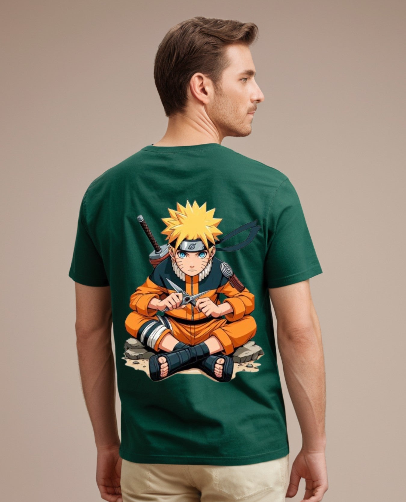 Naruto Graphic Printed Green T-Shirt