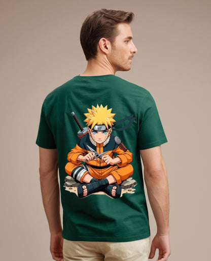 Naruto Graphic Printed Green T-Shirt