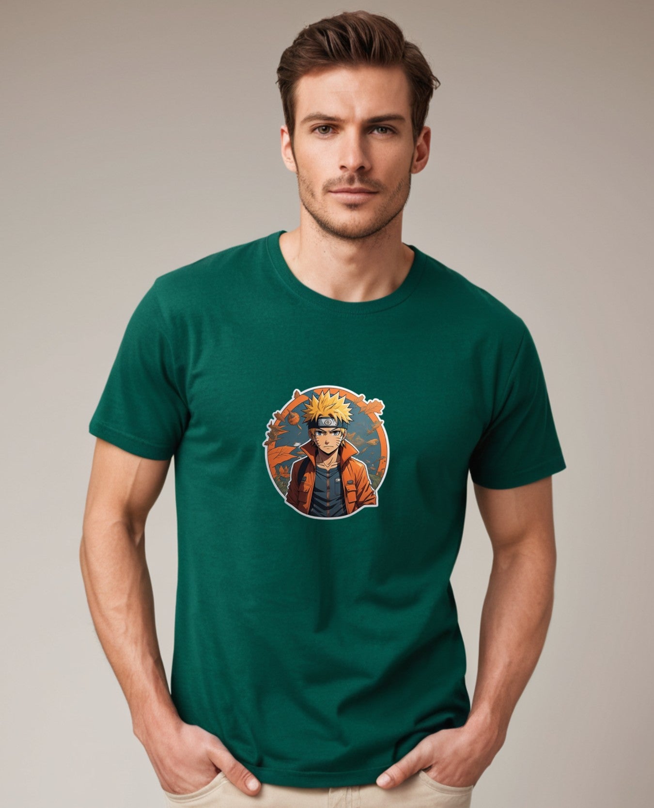 Naruto Graphic Printed Green T-Shirt