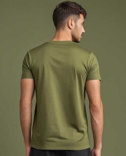 Round Neck Plain Olive Green Color T-Shirt