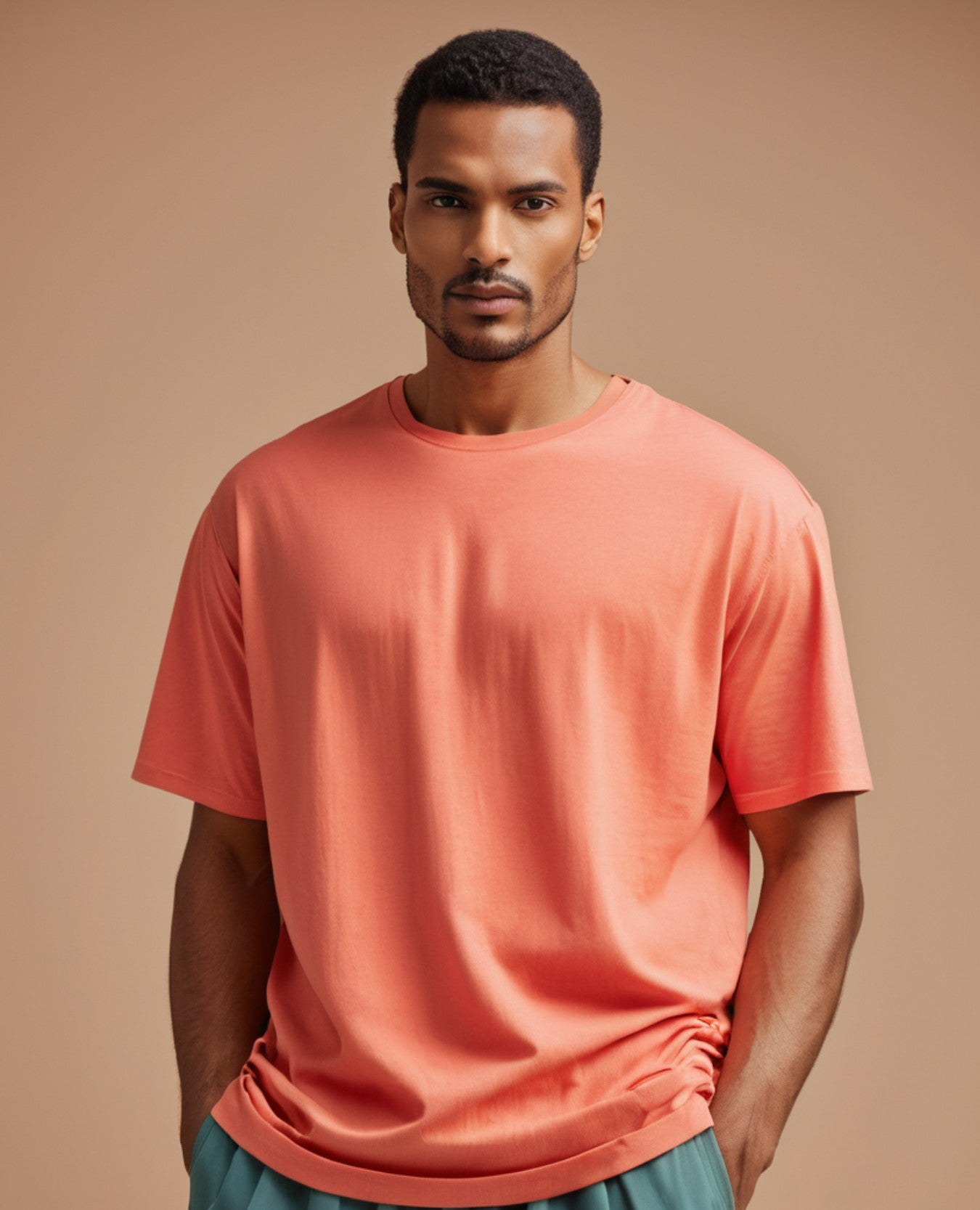 Oversized Plain T-Shirt Coral