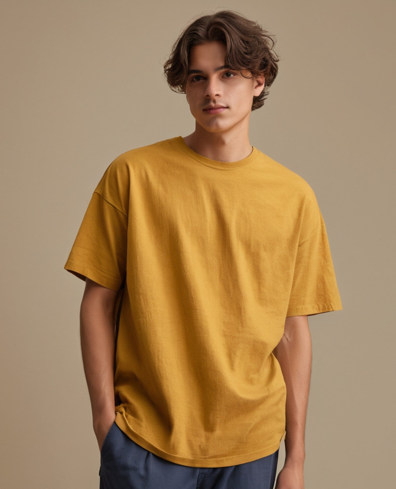 Oversized Plain T-Shirt Mustard Yellow