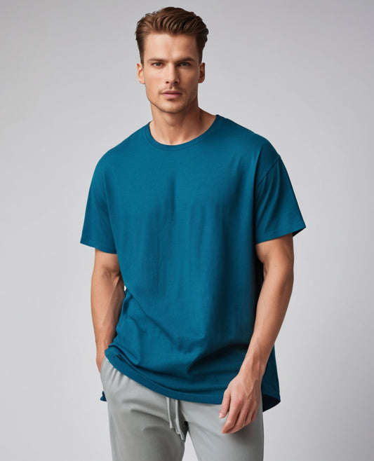 Oversized Plain T-Shirt Petrol Blue