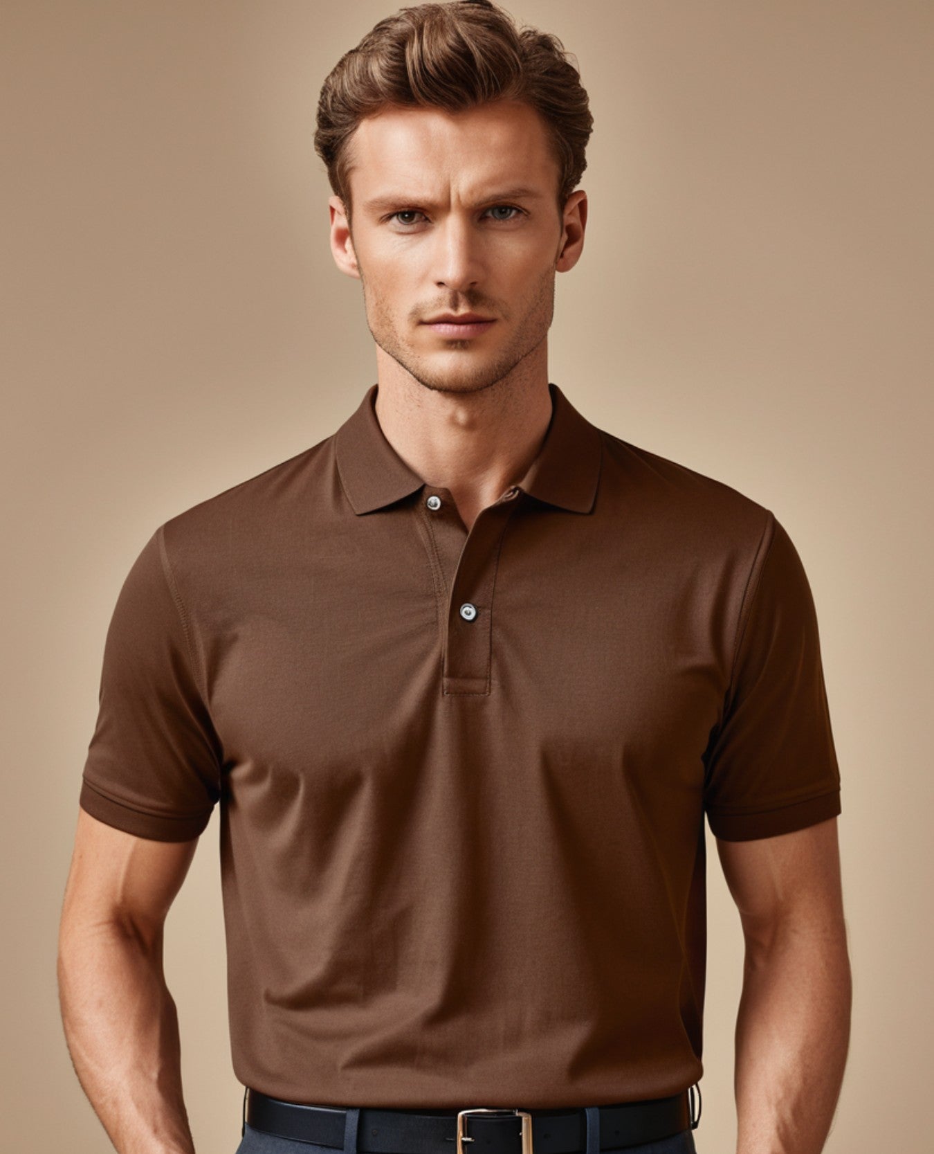 Coffee Brown Men Polo T-shirt in premium cotton, showcasing a sharp and comfortable look.