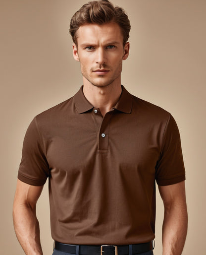 Coffee Brown Men Polo T-shirt in premium cotton, showcasing a sharp and comfortable look.