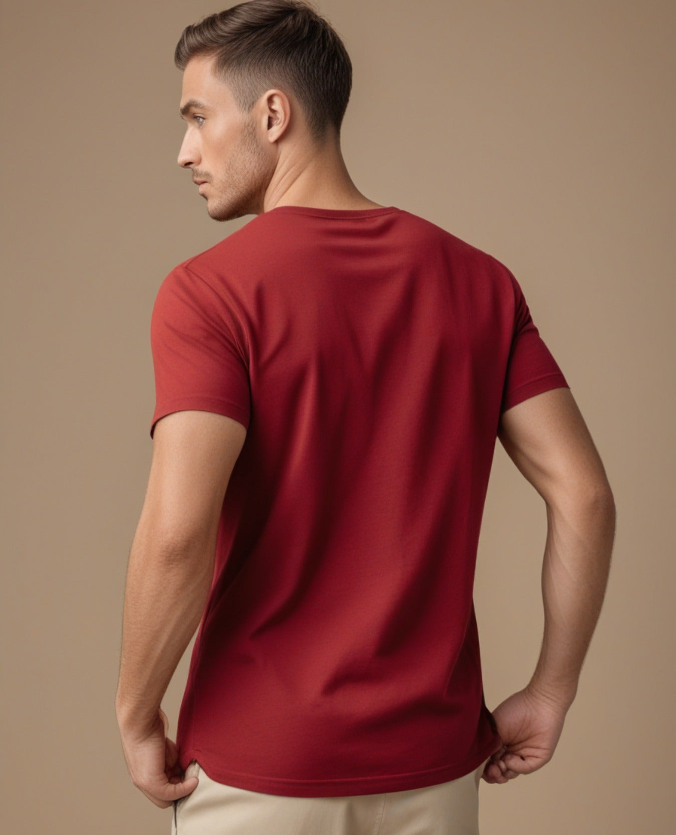 Round Neck Plain Red T-Shirt