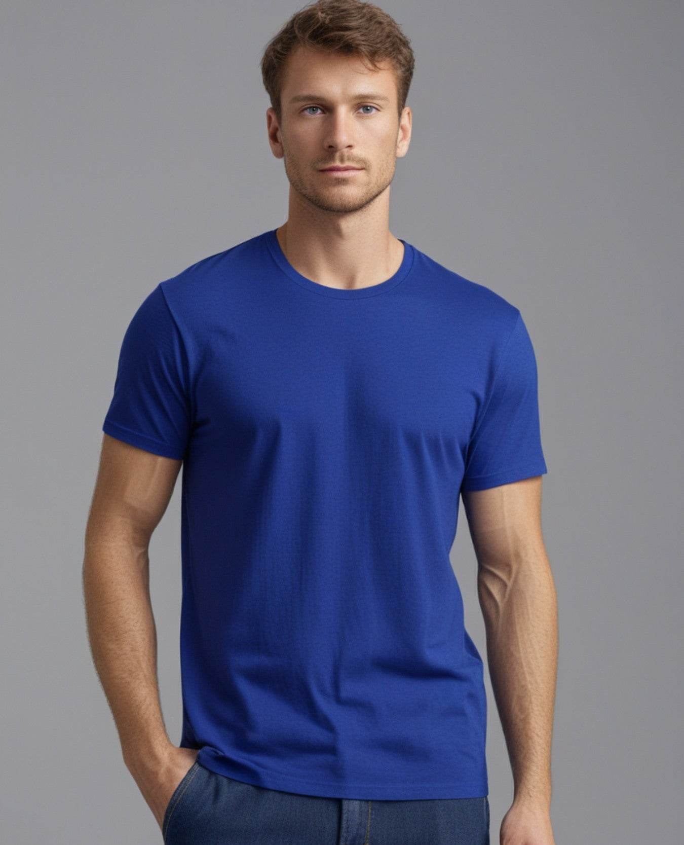 Round Neck Plain Royal Blue Color T-Shirt