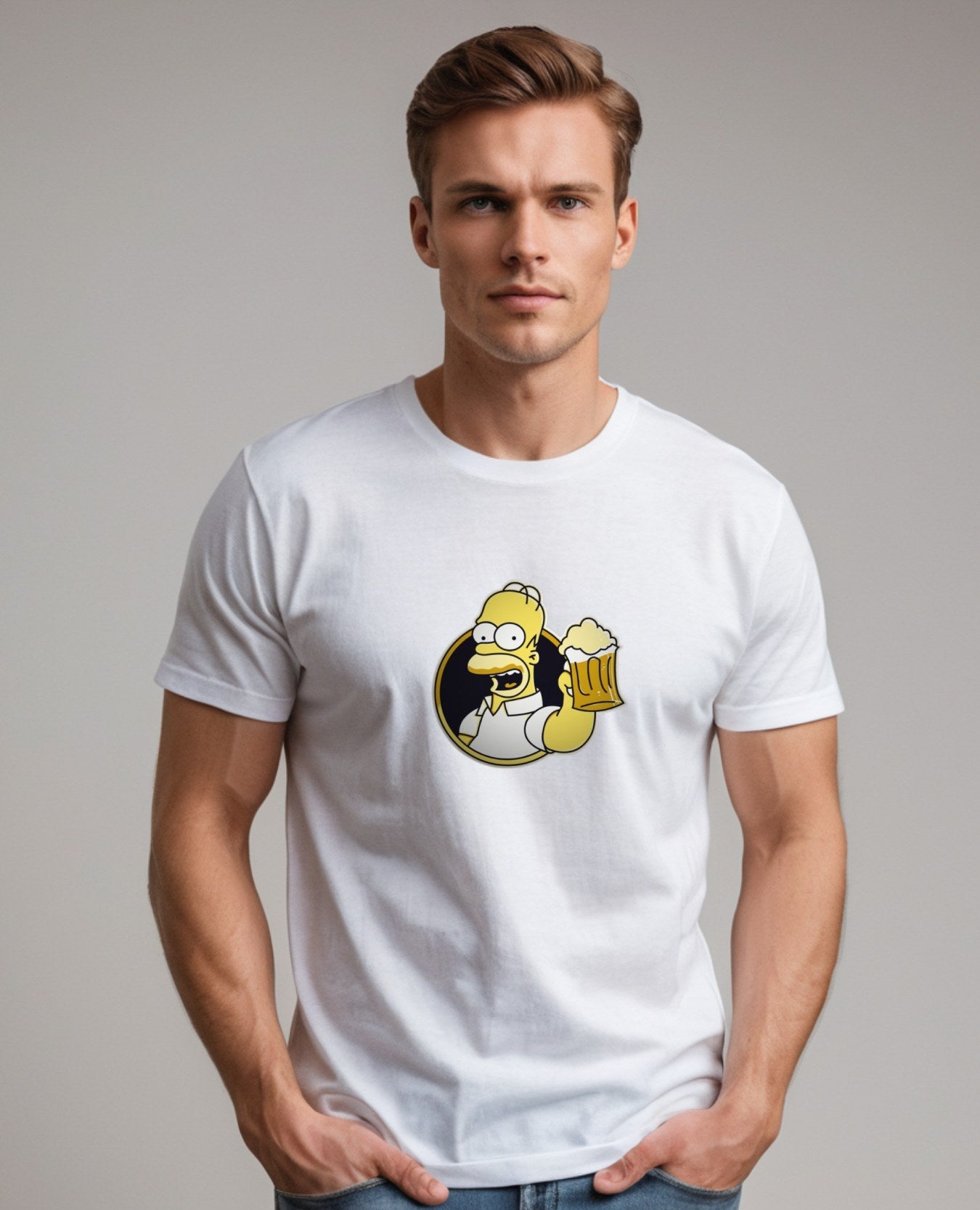 Simpson With Beer Graphic Printed T-Shirt