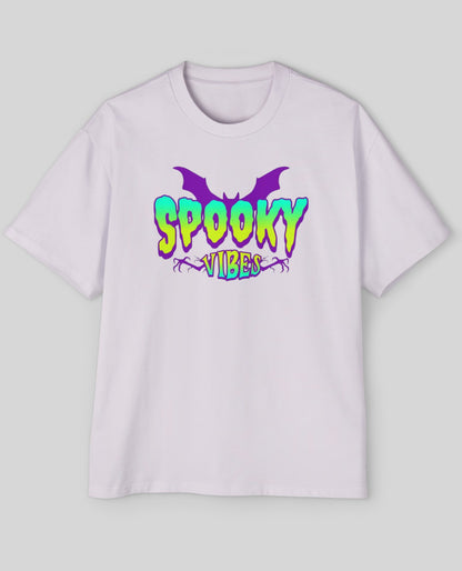 Spooky Vibes Lavendar Oversized Print Tshirt