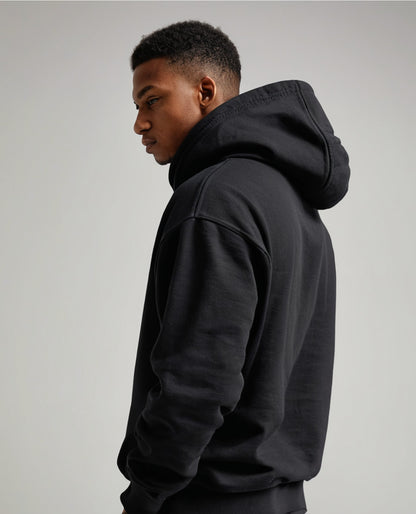 Heavyweight Oversized Black Hooded Sweatshirt