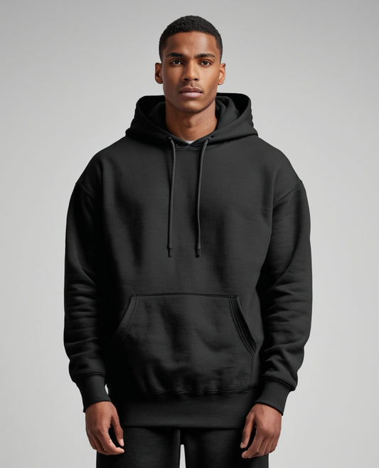 Heavyweight Oversized Black Hooded Sweatshirt