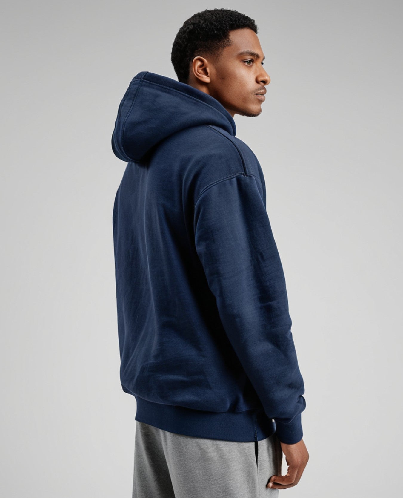 Heavyweight Oversized Navy Blue Hooded Sweatshirt