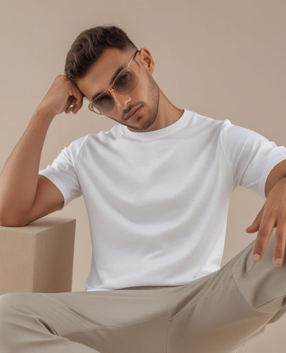 Round Neck Plain White T-Shirt