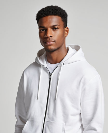 Heavyweight White Zipper Hoodie